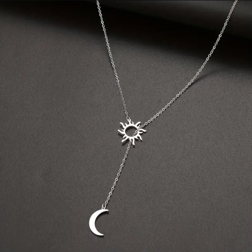NEW sun & moon necklace, celestial jewelry silver moon necklace, Sun Jewelry